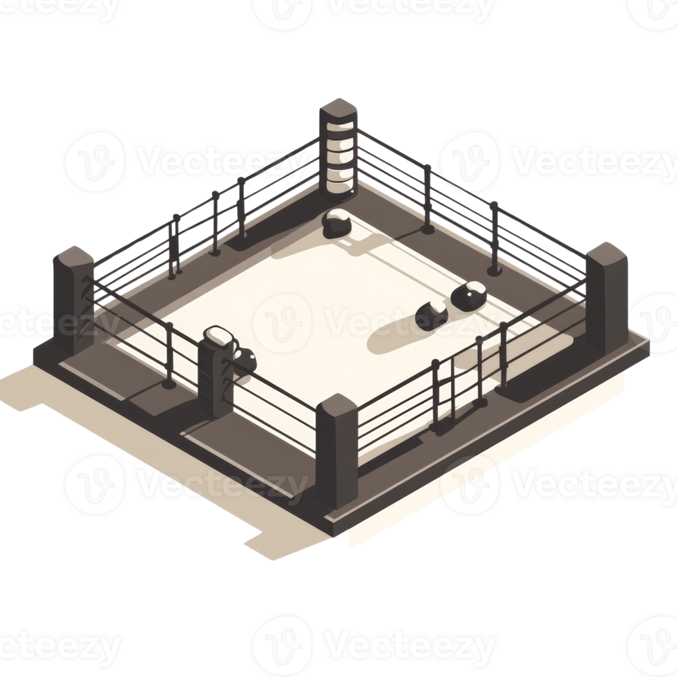 Isometric View of an Empty Boxing Ring. cut out png