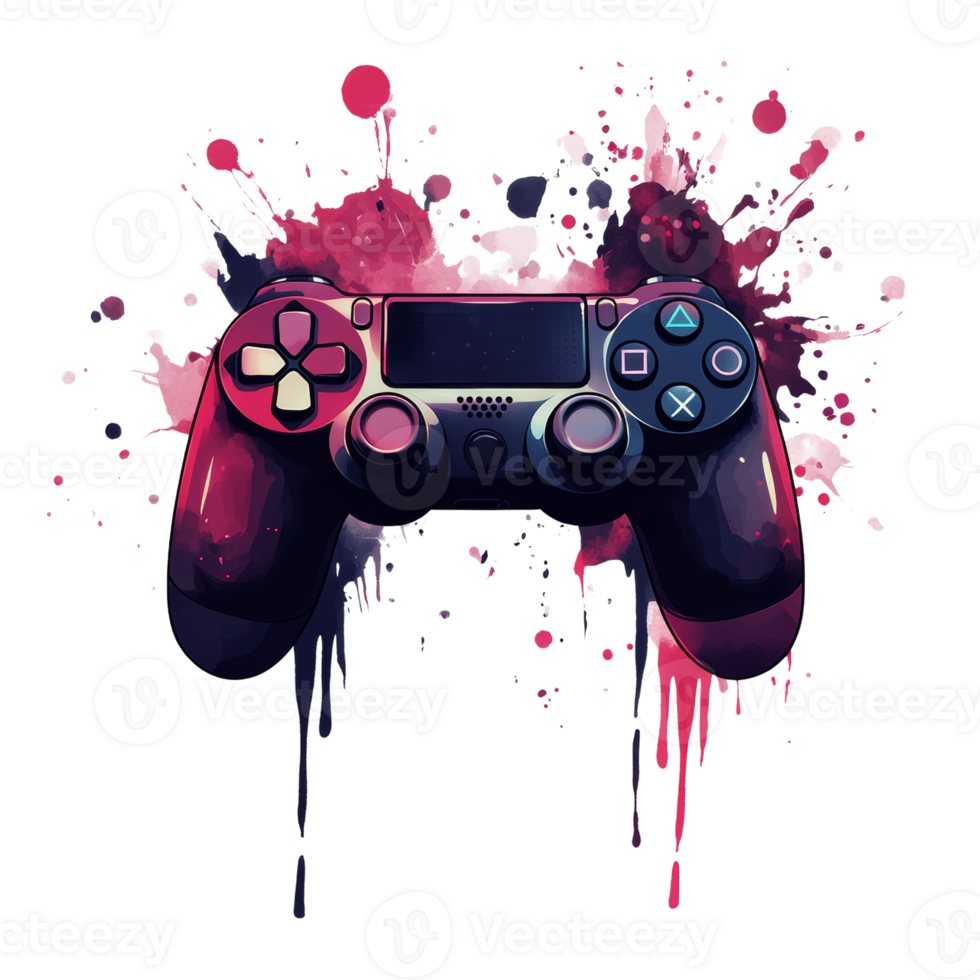 A Game Controller in Splatter Paint Design png