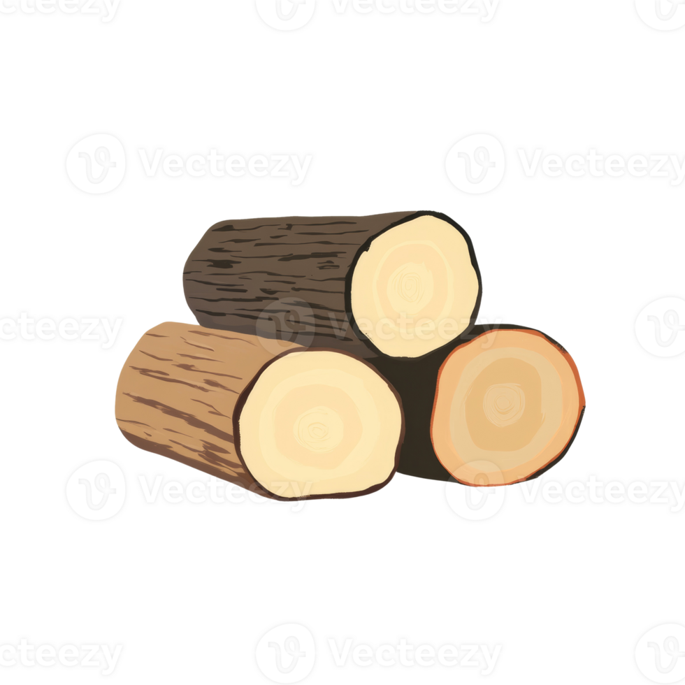 Three Logs Stacked Showing Annual Rings png