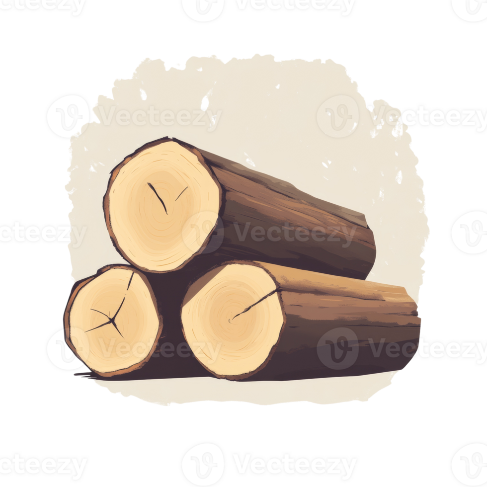 Three Wooden Logs Stacked Together Showing Grain png