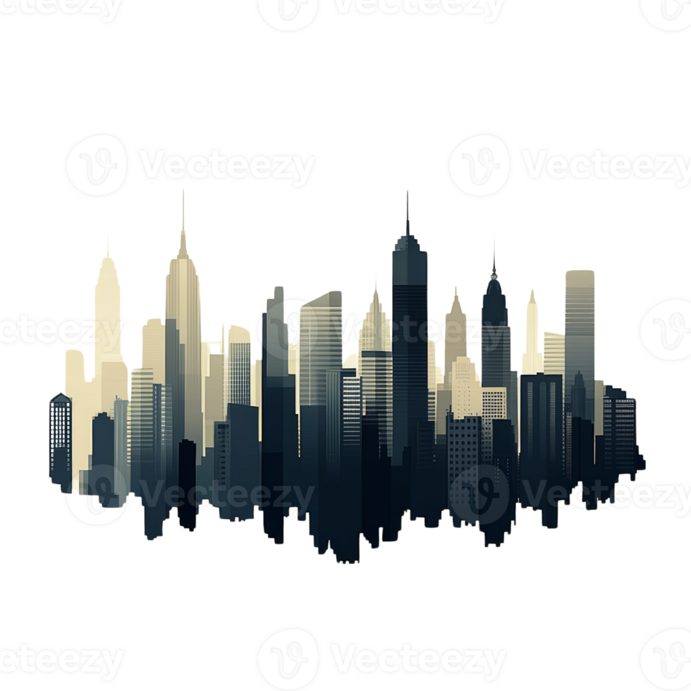 Stylized Cityscape Skyline Urban Architecture Illustration png