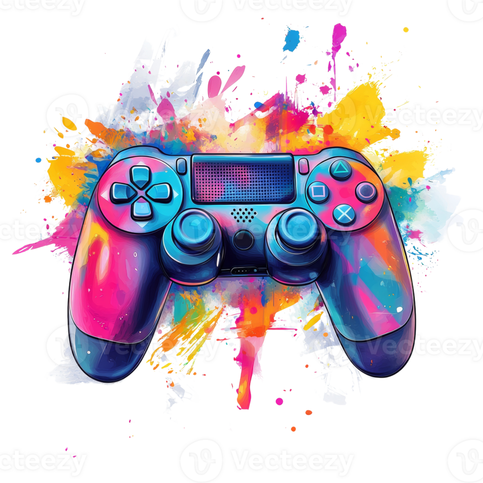 levendig kleurrijk spel controleur plons kunst ontwerp png