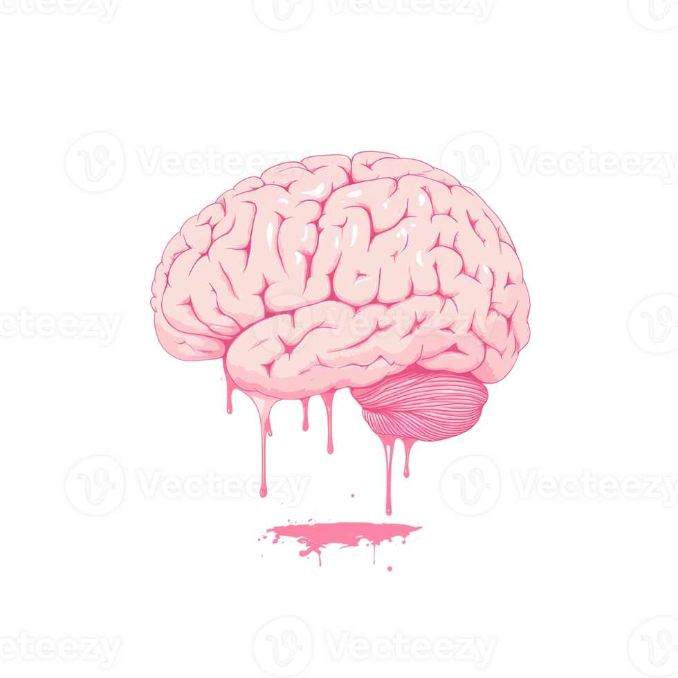 Pink Brain Melting Dripping Viscous Substance png