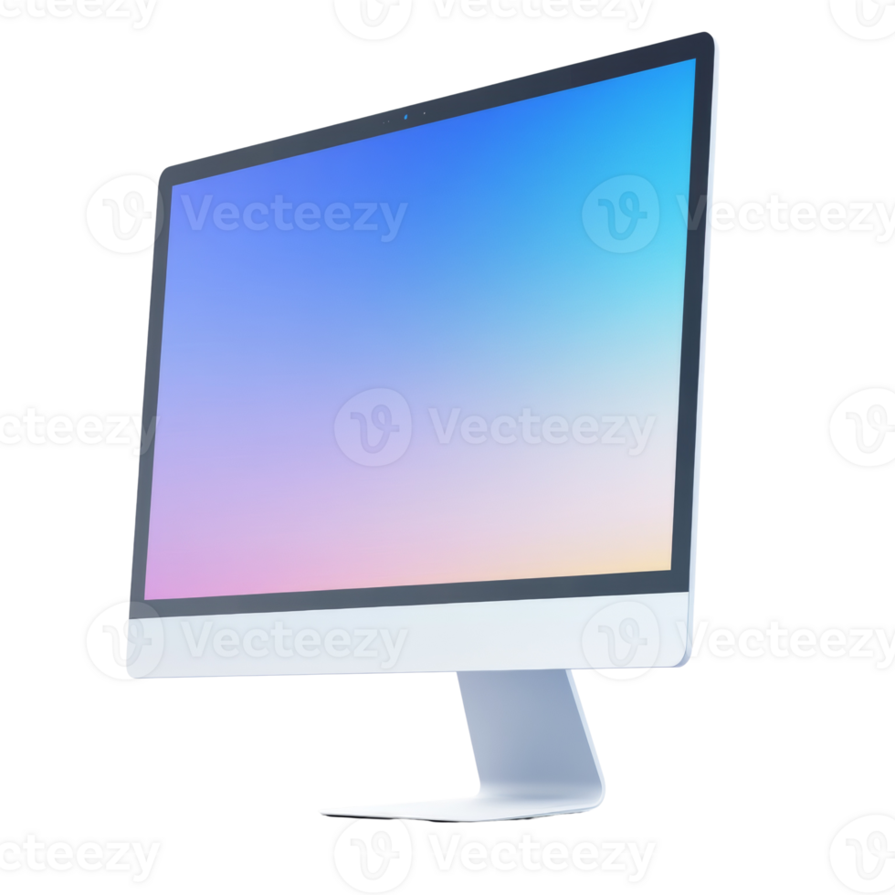 Modern All in One Computer Display Screen. cut out png