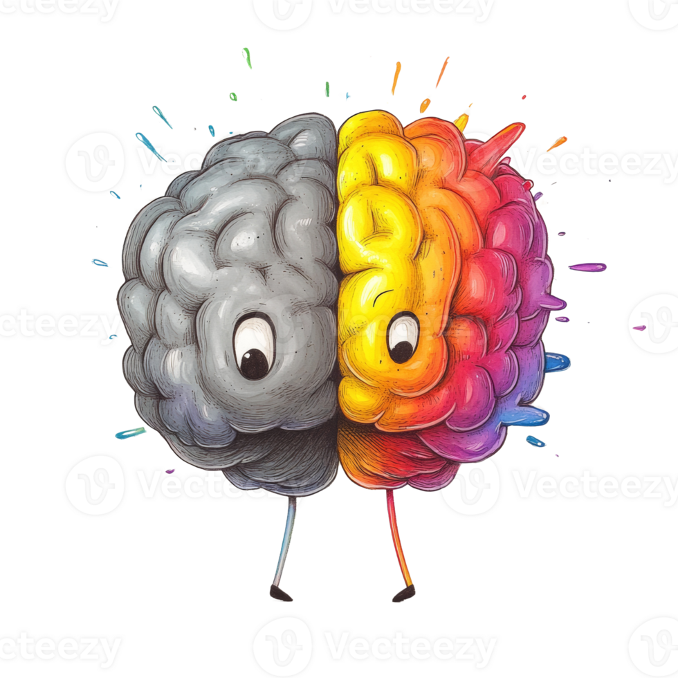 A Colorful Artistic Depiction Of The Human Brain png