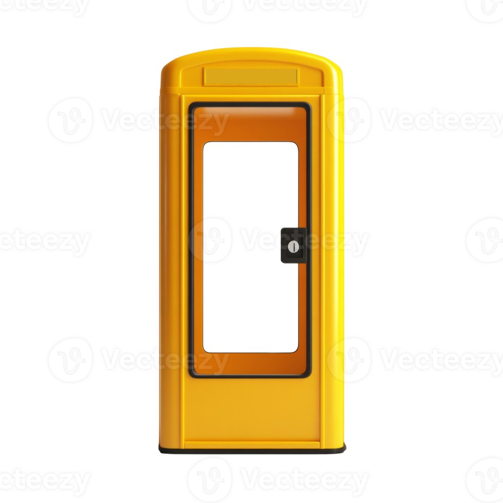 A bright yellow telephone booth stands alone png