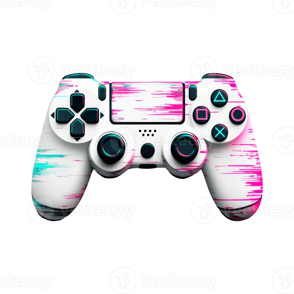 Glitch Art Styled Gaming Controller Design png
