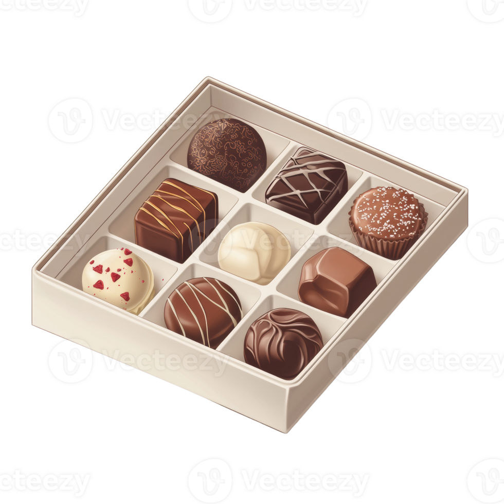 Assorted Chocolate Candies in an Elegant Box png