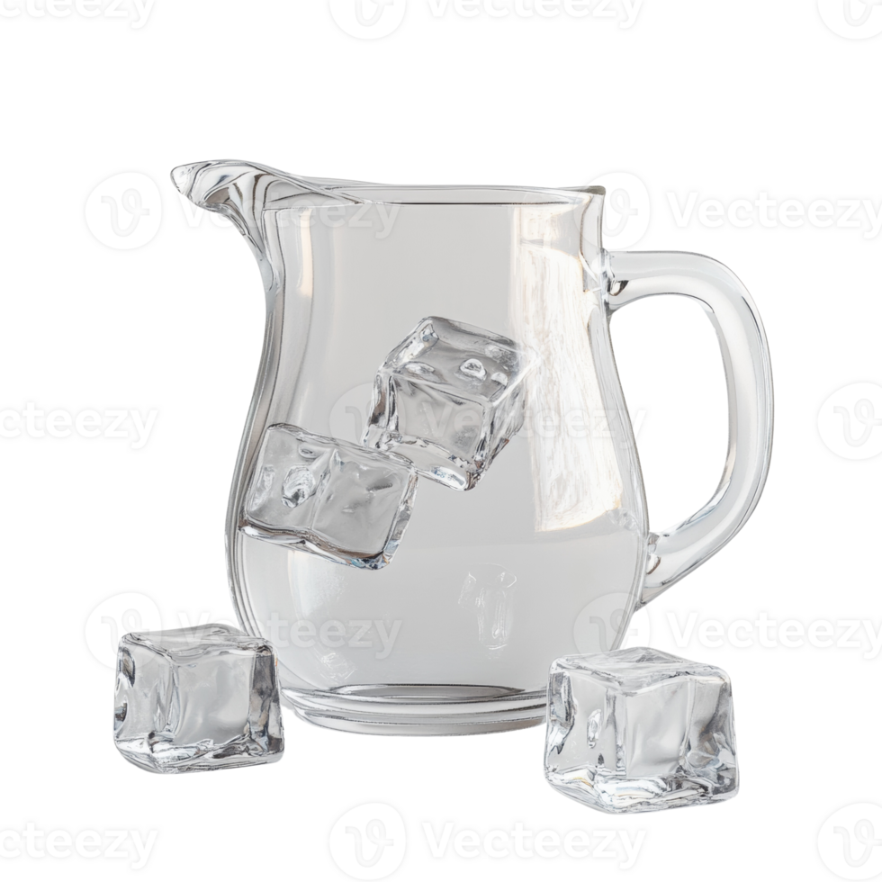 Glass Pitcher with Ice Cubes Ready for a Refreshing Drink png