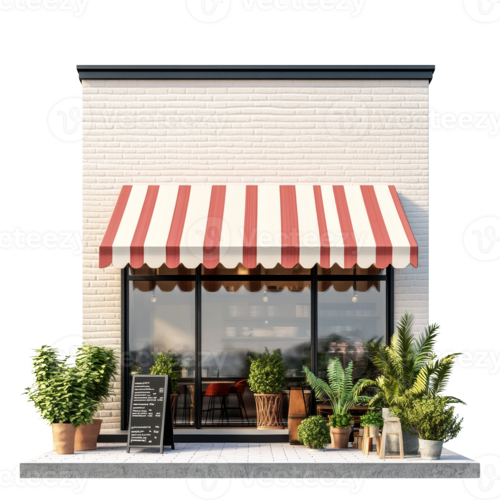 Modern Cafe Shop Exterior Brick Building Design png
