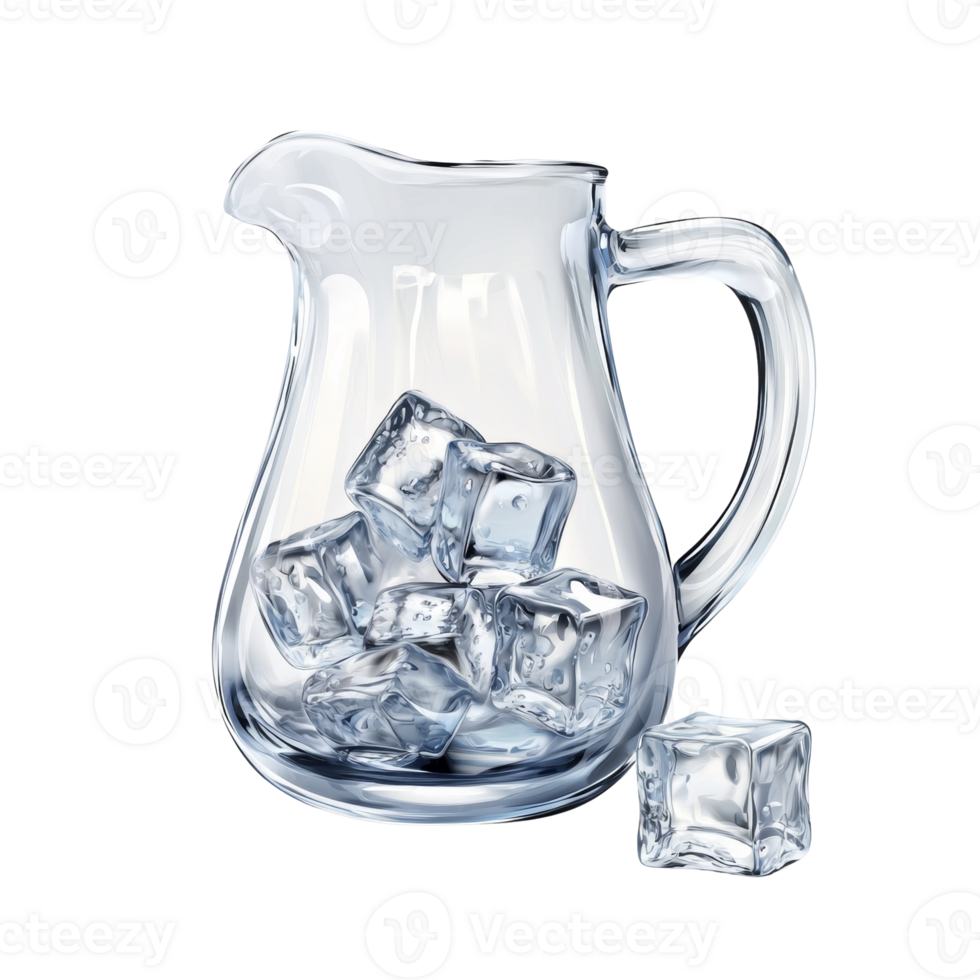 Glass Pitcher Filled With Ice Cubes Ready For Drinks png