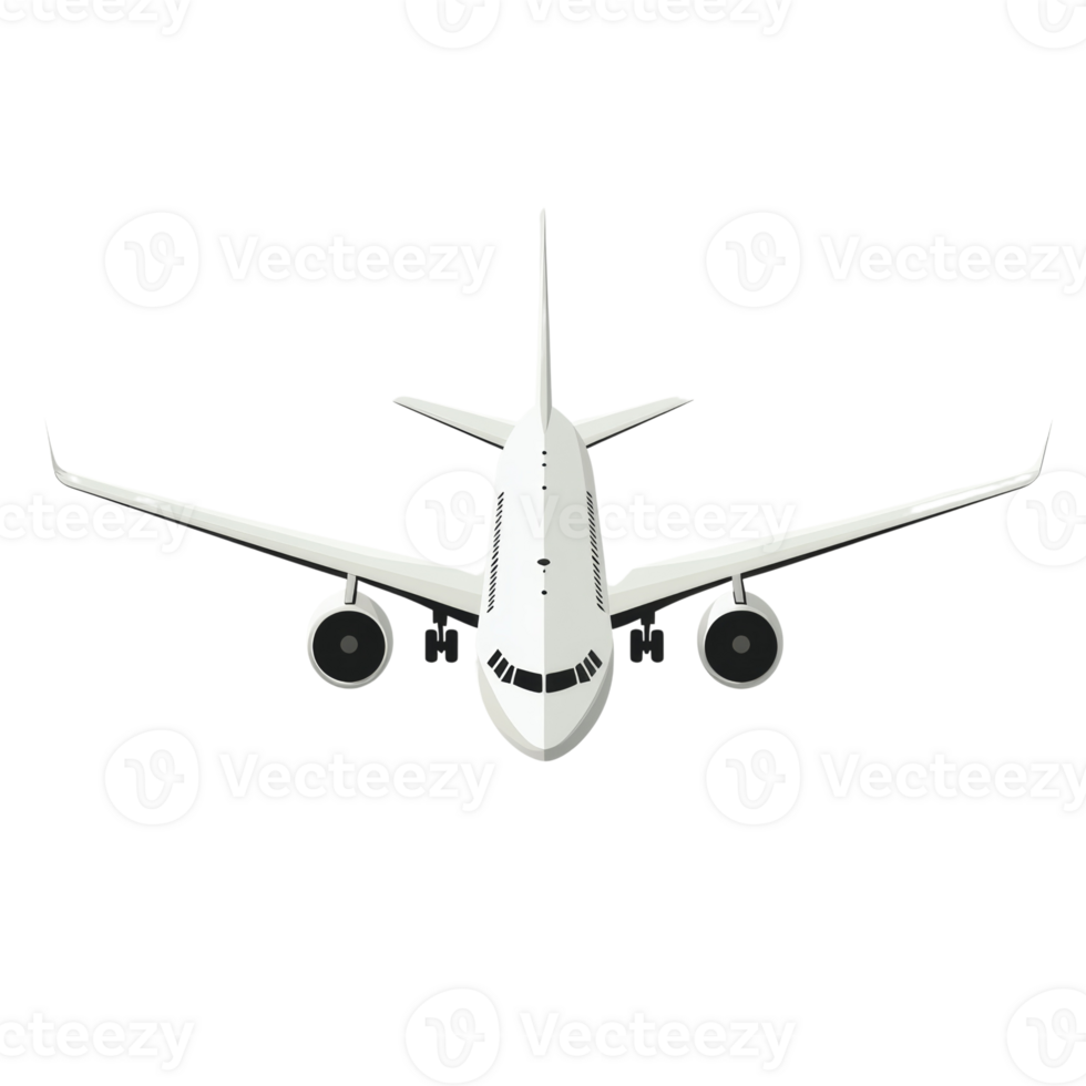 White Airplane Front View Isolated Background png
