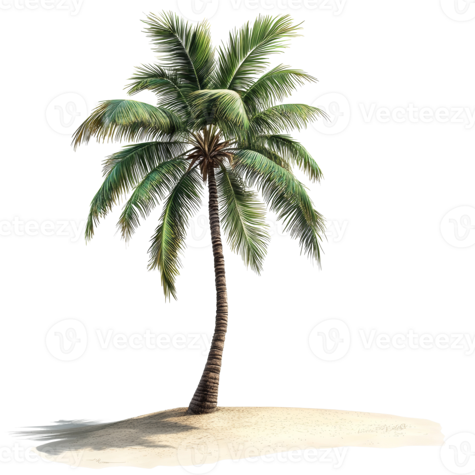 Lone Palm Tree on a Small Sandy Island png