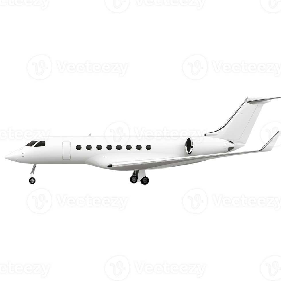 White Private Jet Airplane Side Profile View png