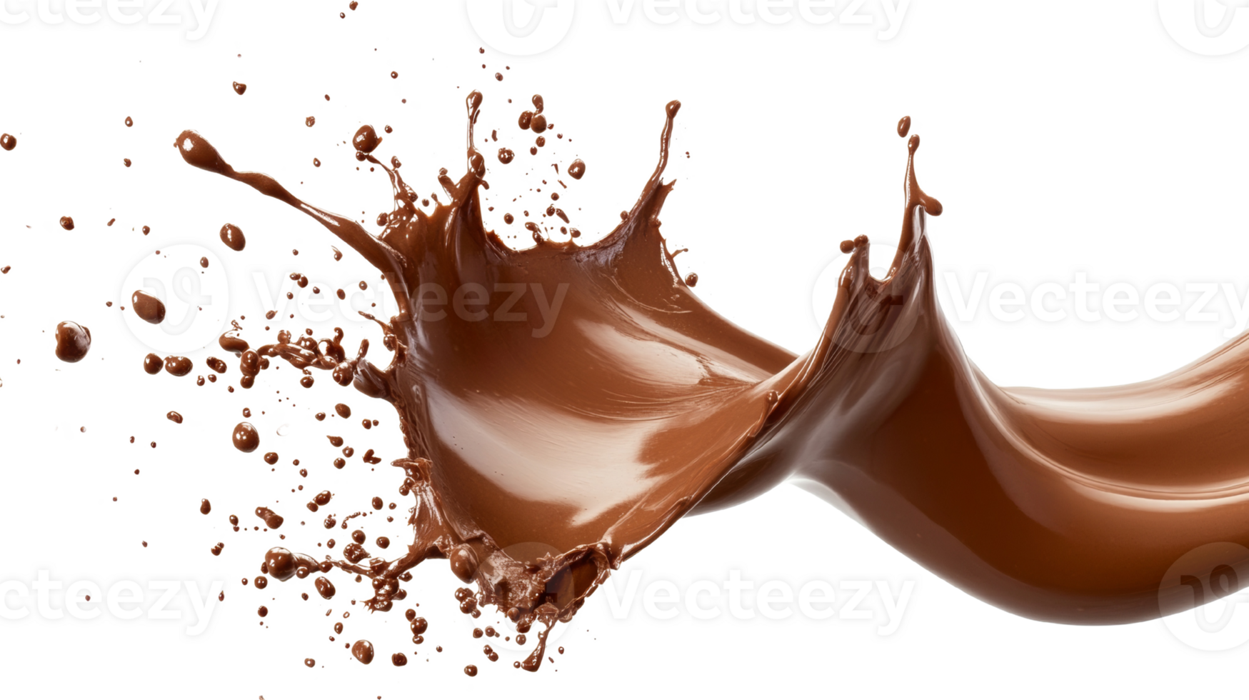 Chocolate Liquid Splashing Dynamically Across Black Background png