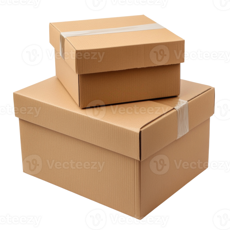 Two Cardboard Boxes Stacked Together Showing Delivery Packaging png