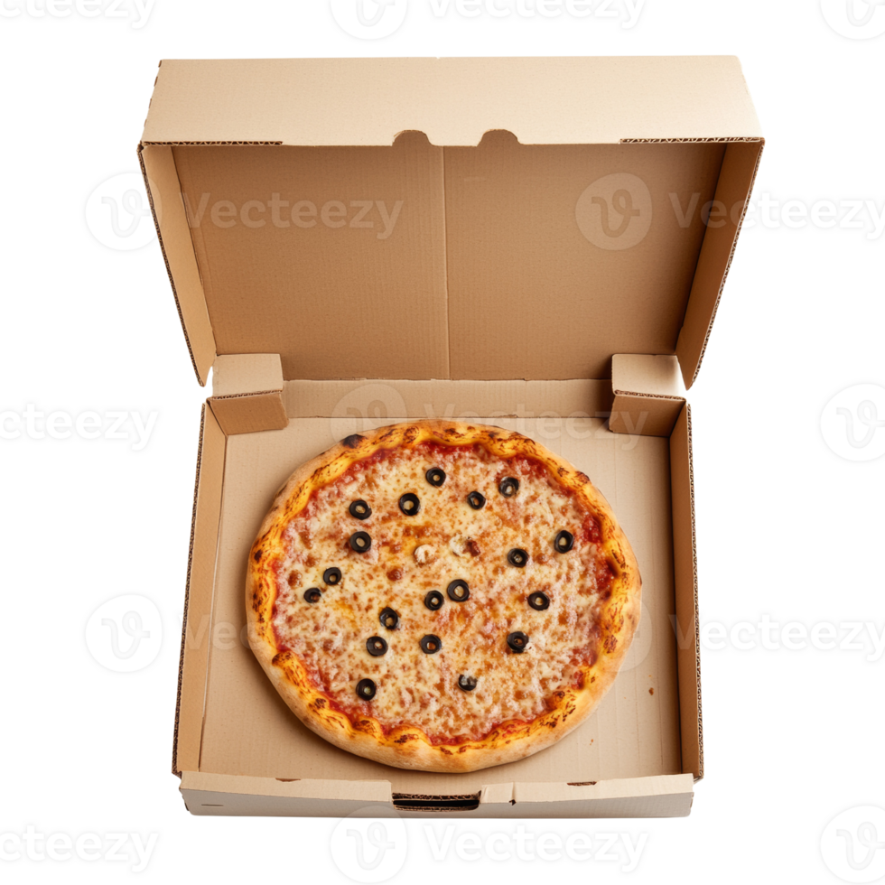 Delicious Cheese Pizza in Cardboard Box png