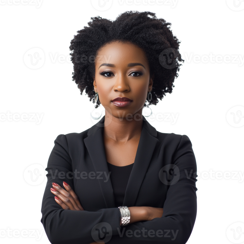 Confident Black Businesswoman Portrait Arms Crossed png