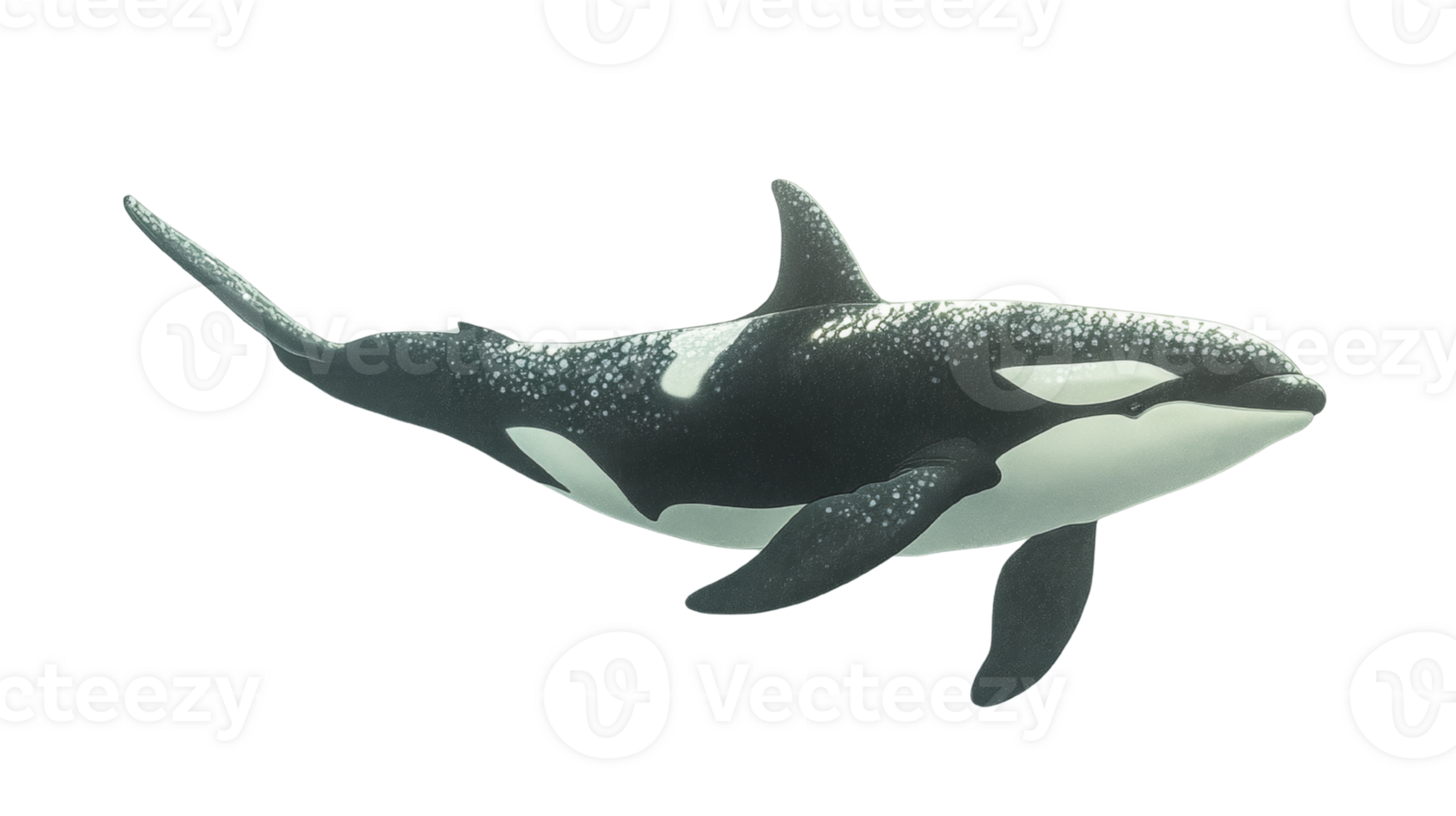 A Speckled Orca Whale Swims Gracefully Through The Ocean png