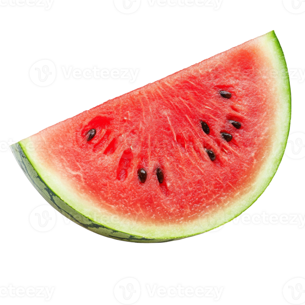 A juicy slice of red watermelon with seeds png