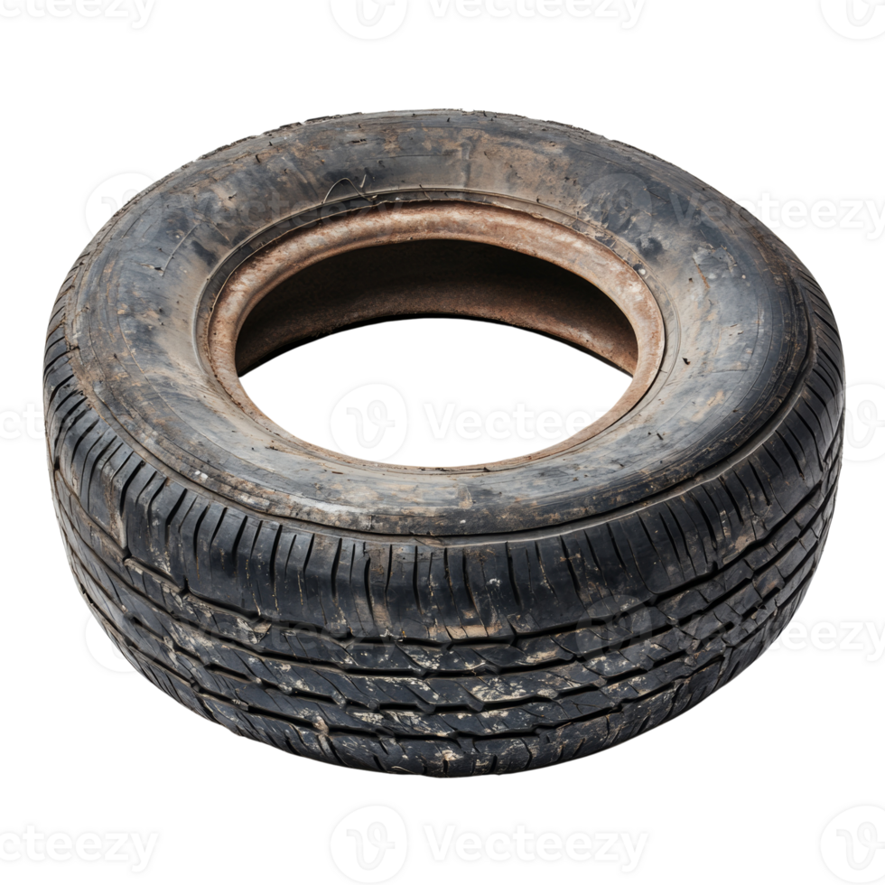 Worn Out Tire Isolated On Black Background png