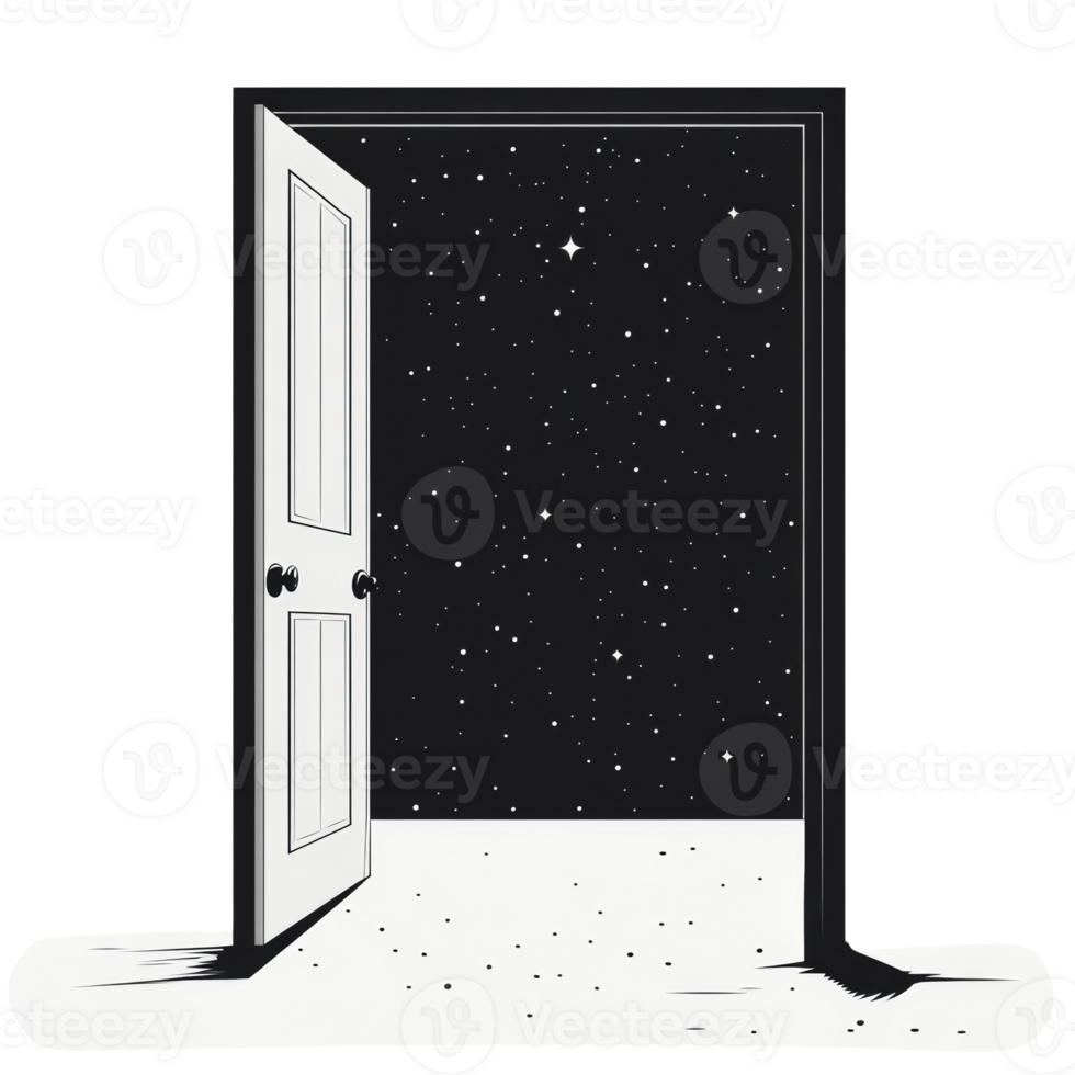 Open Doorway Reveals Starry Night Sky png