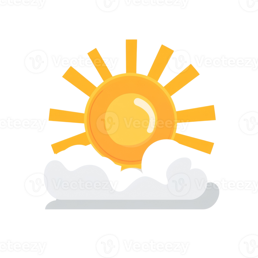A Simple Illustration Of A Sun Above Some Clouds png