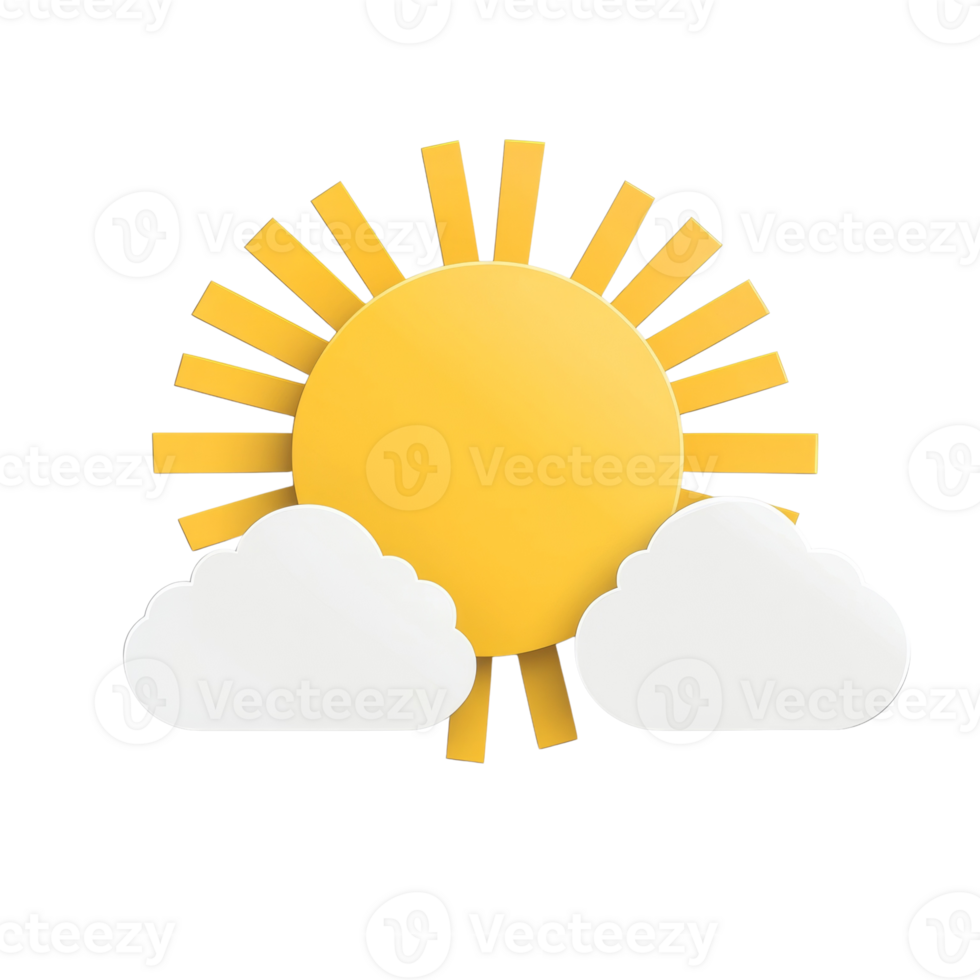 A Yellow Sun with Two White Clouds Below It png