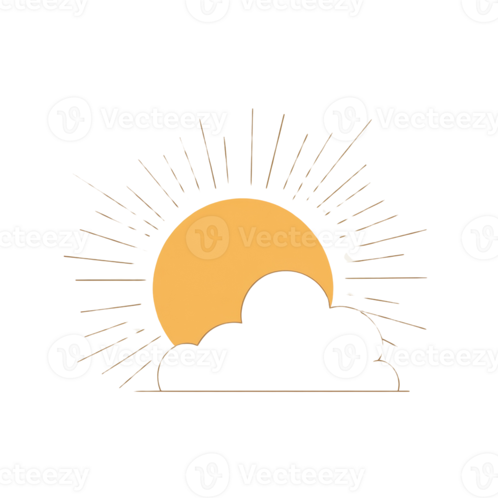 Simple Sun Setting Behind a Cloud Design png