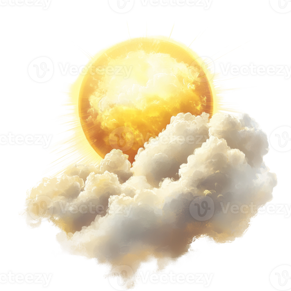 Golden Sun Emerging From Fluffy White Clouds png