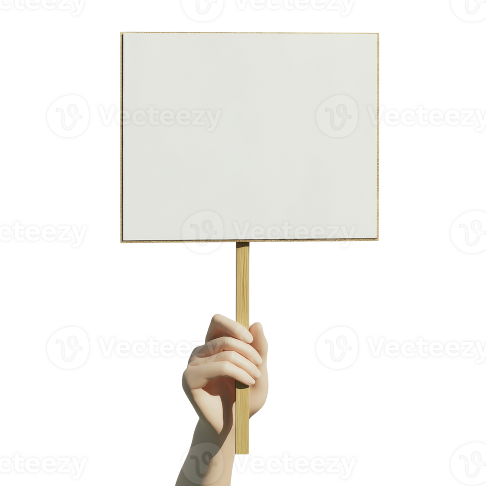 A hand holds a blank wooden sign. cut out png