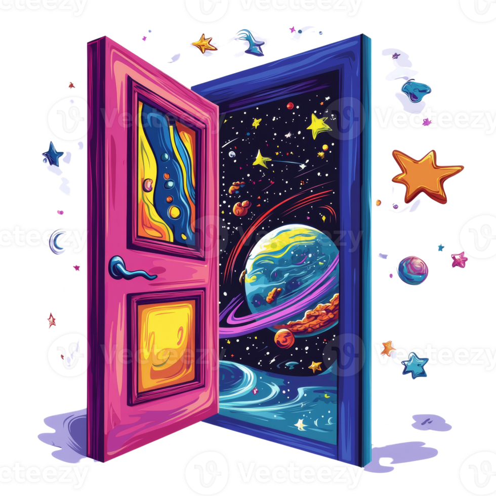 A Colorful Doorway Opens to a Vibrant Cosmic Scene png