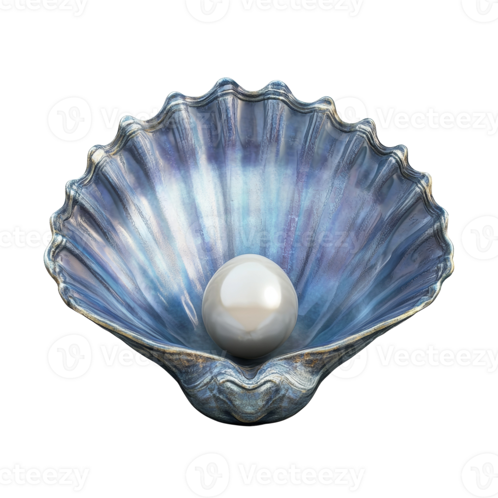 A lustrous pearl rests inside a beautiful iridescent seashell png