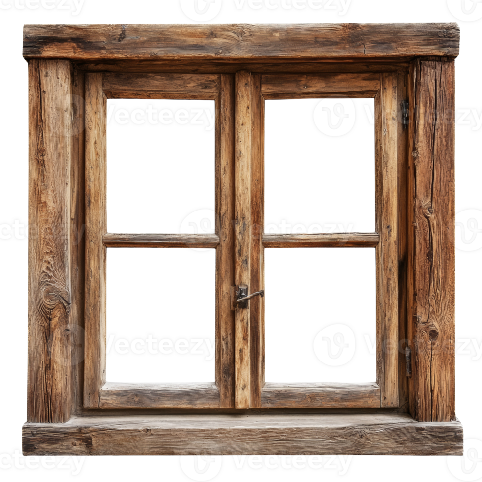Rustic Wooden Double Hung Window Frame png