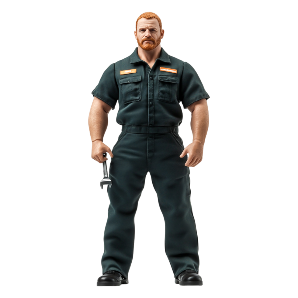 Strong Male Worker Standing Confidently with Tool in Hand png