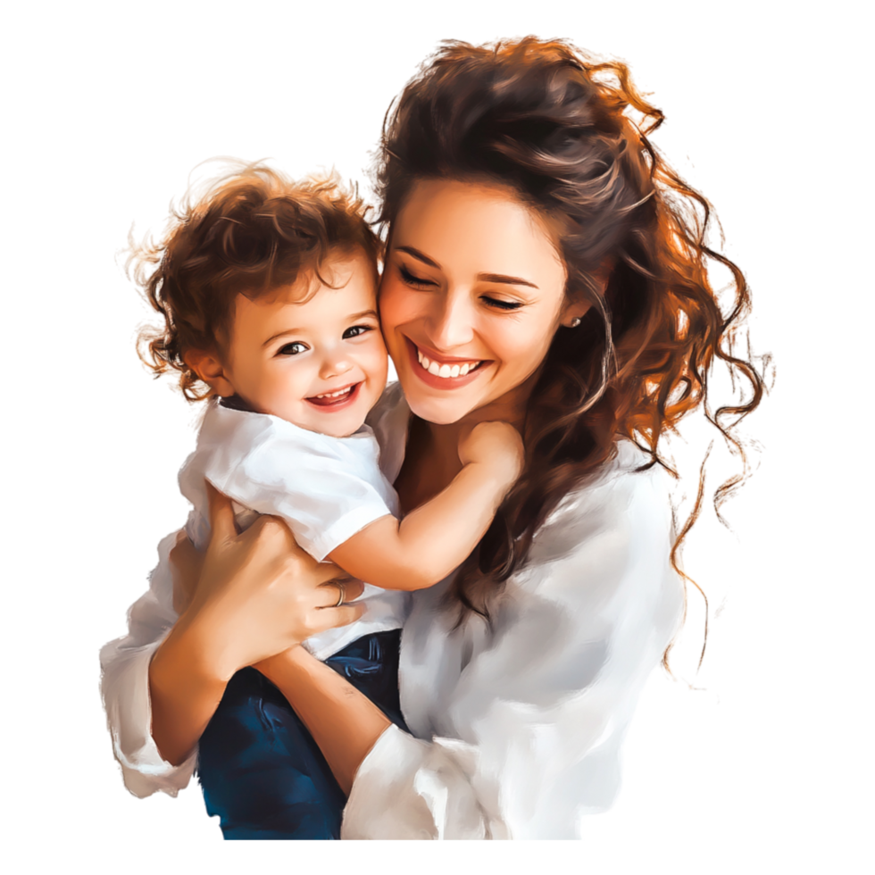 Mother and Child Embracing Joyful Moment Together Smiling Happiness png