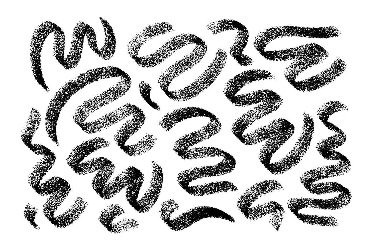 Abstract textured hand drawn swirl shapes set. artistic wavy lines. Graphic elements collection. vector