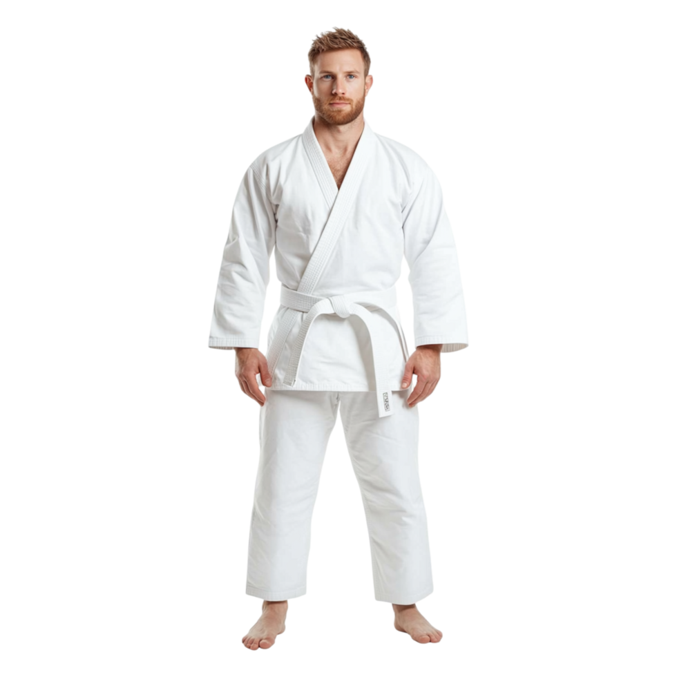 Athletic Male in Judo Gi Posing Confidently png