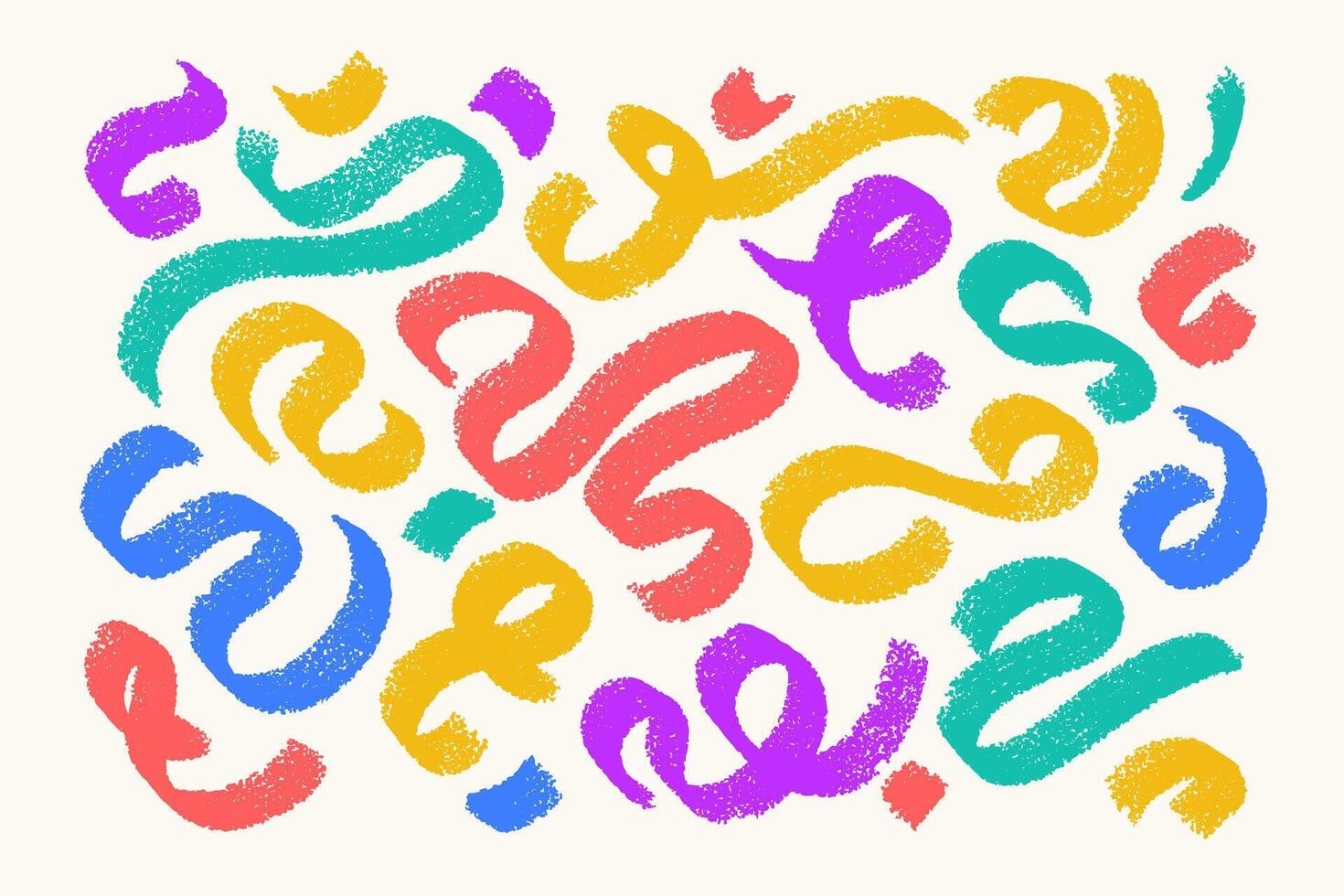 Abstract textured drawn swirl shapes set. artistic wavy lines. Graphic elements collection. vector