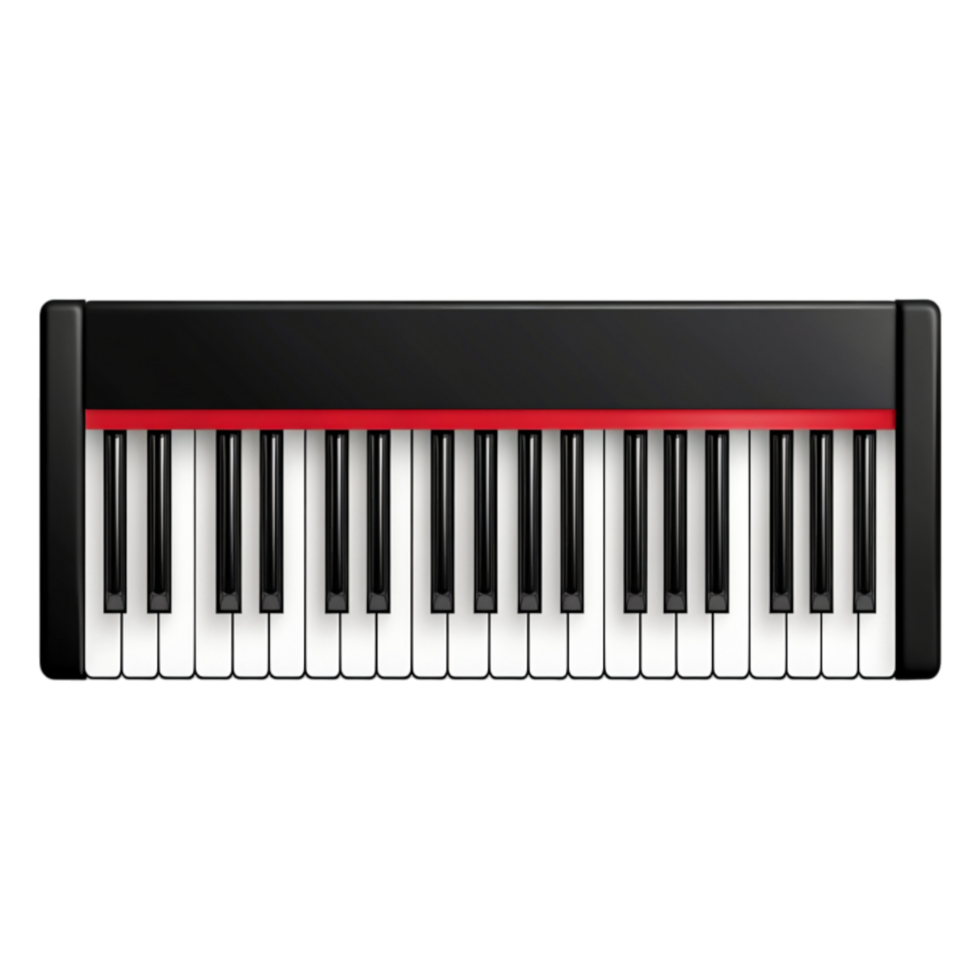 Black and white piano keyboard with colorful accents on keys png