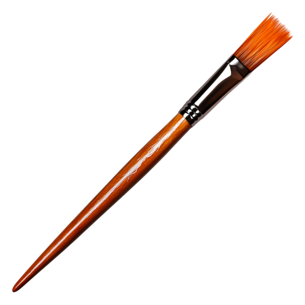Artistic Paint Brush with Orange Bristles on png