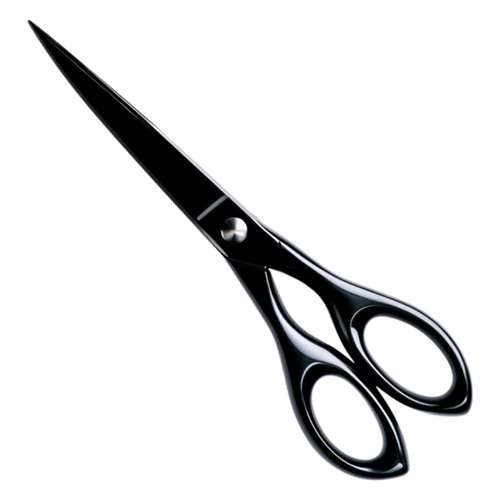 Black Scissors with Sharp Blades and Ergonomic Handle Design png