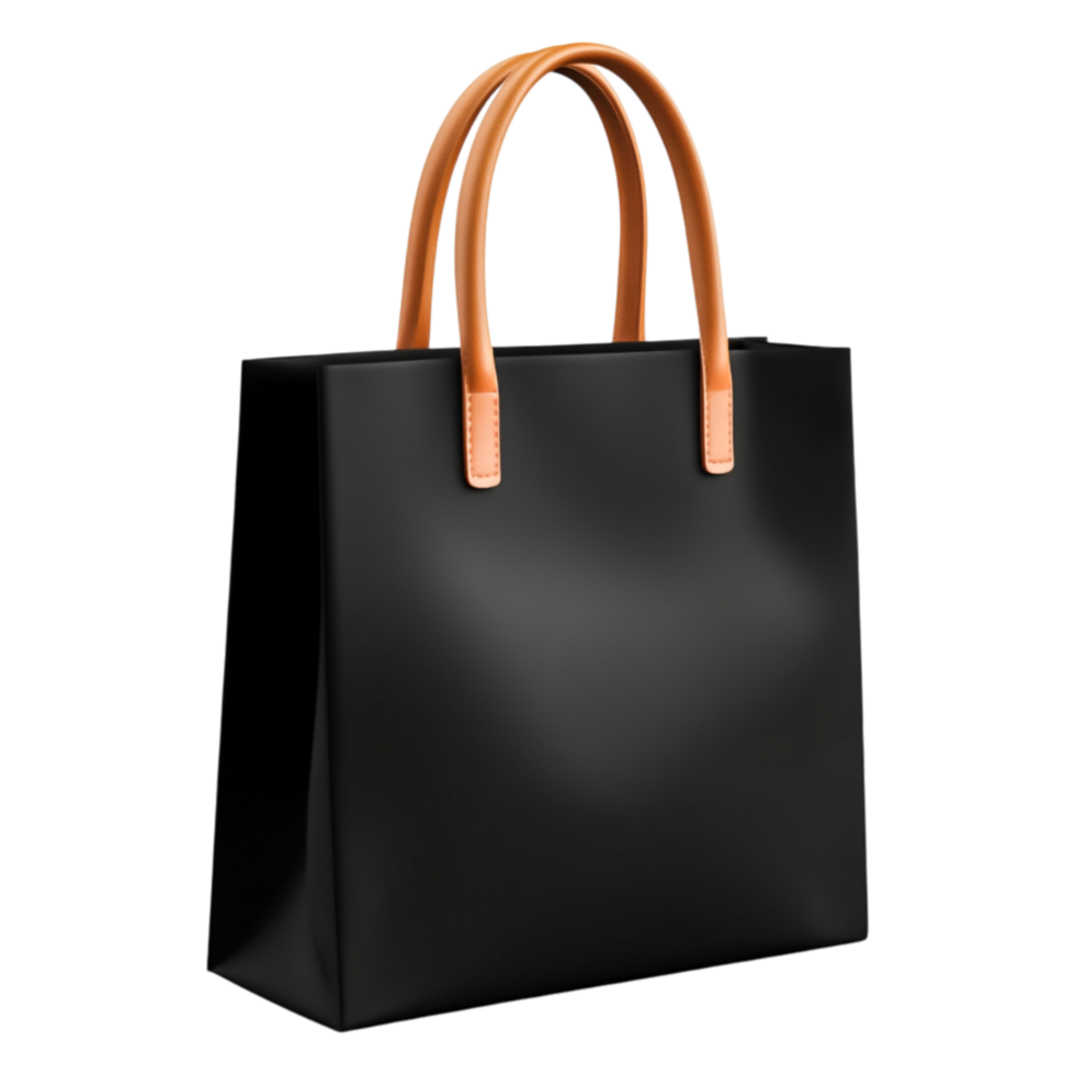 Elegant Black Handbag with Leather Straps for Fashind Style png