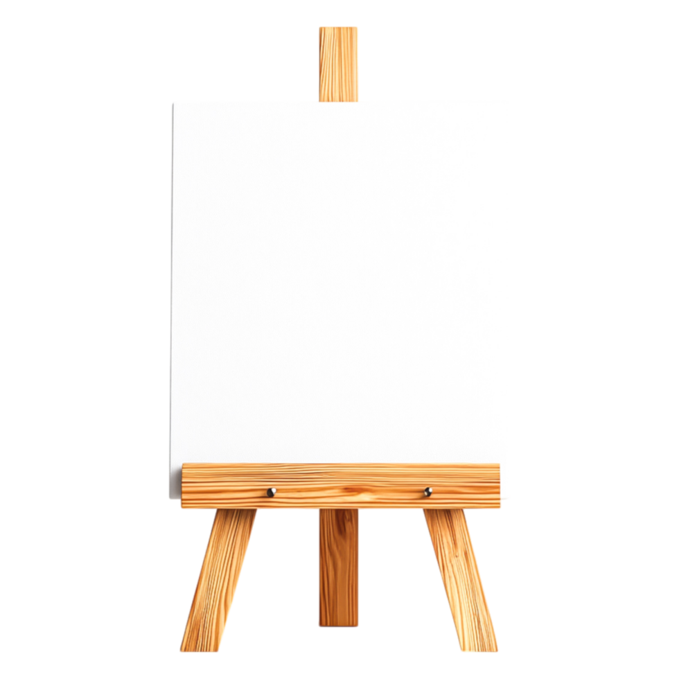 Empty Canvas on Wooden Easel Ready for Artistic Expressind Creation png