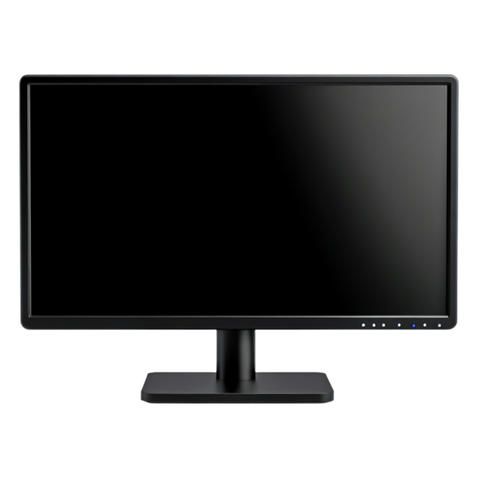 Black Computer Monitor with Stand on png