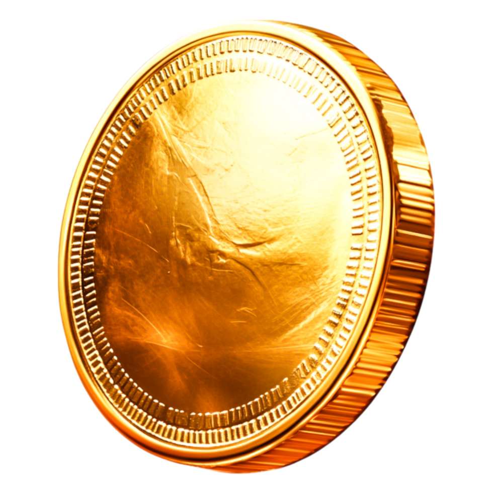 Shiny Golden Coin with Reflectind Detailed Surface Texture png