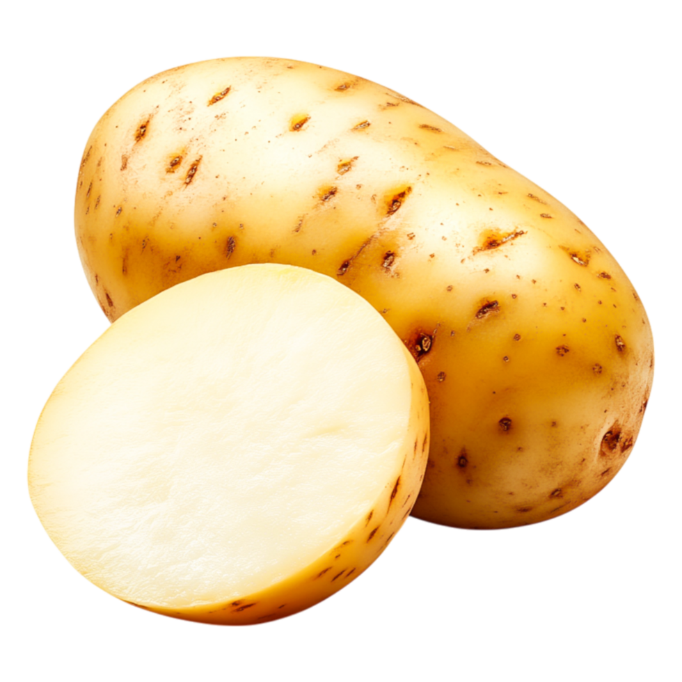 Fresh Raw Potato with Sliced Half on png