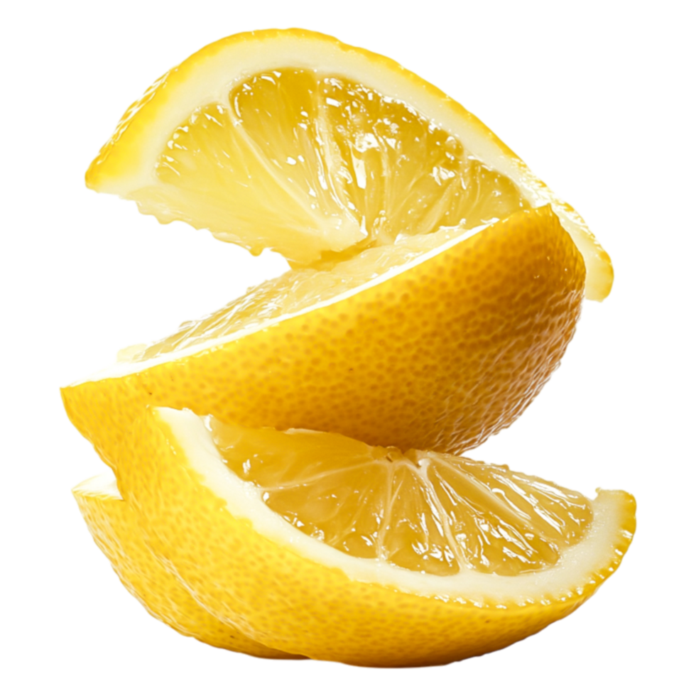 Freshly Cut Lemon Wedges with Juicy Slices on png