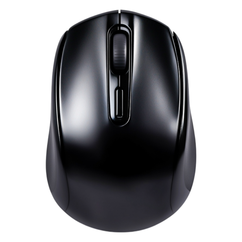 Black Wired Computer Mouse with Ergonomic Design and Scroll Wheel png