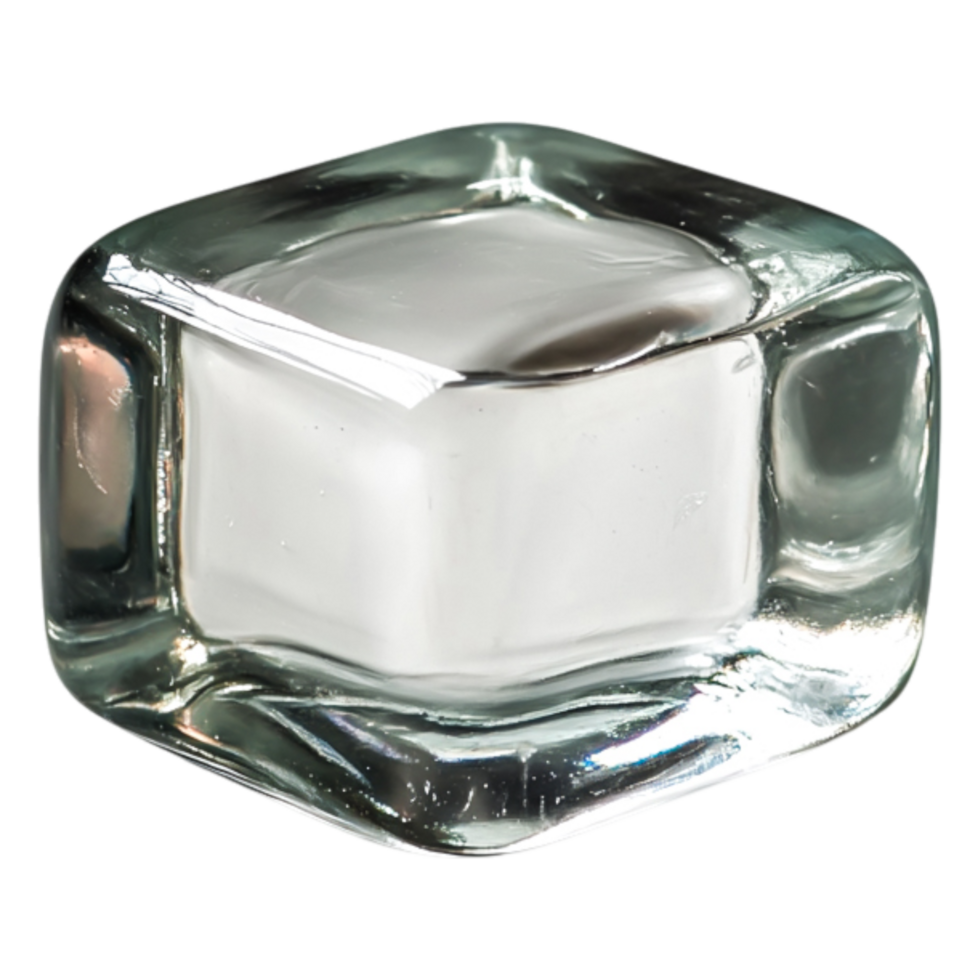Clear Glass Cube with Smooth Edges Reflecting Light and Texture png
